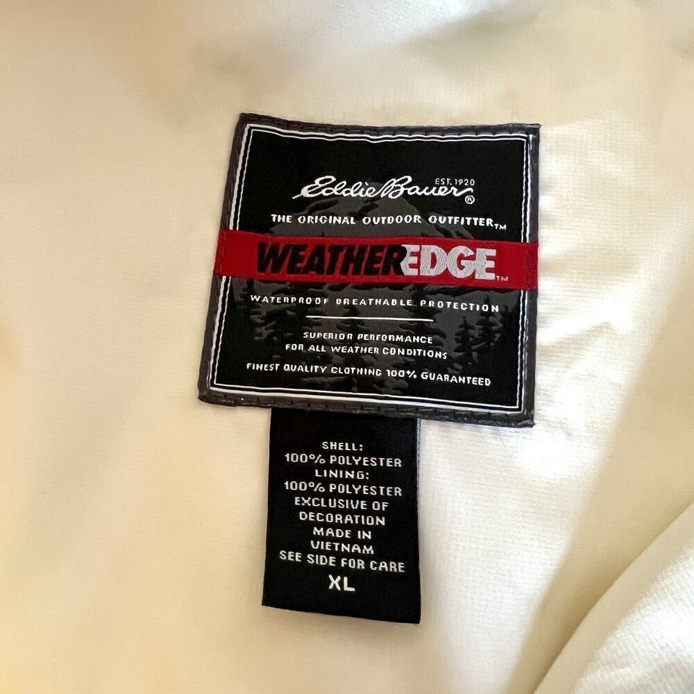 Eddie Bauer White Windbreaker Full Zip Hooded Midweight Jacket XL Weatheredge - Picture 5 of 12